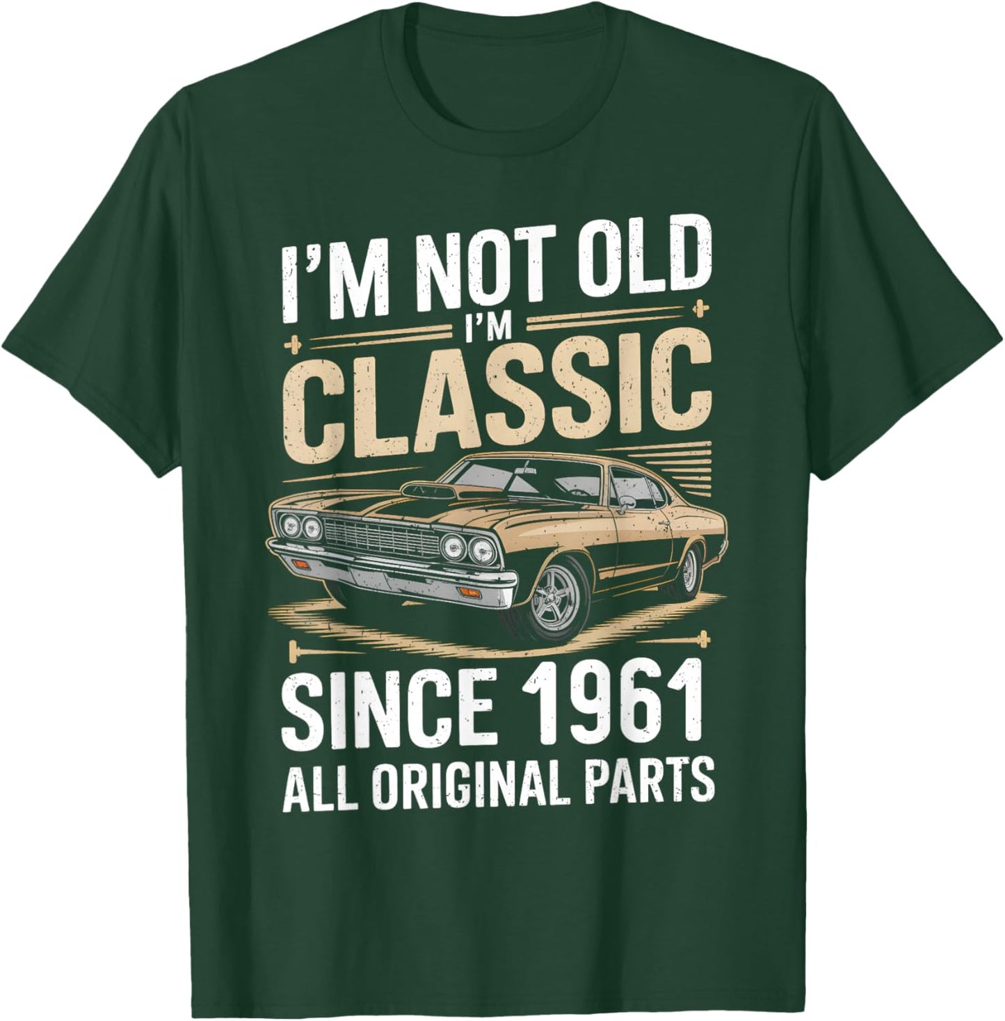 Funny 65th Birthday Classic Vintage Car Men 1961 Birthday T-Shirt - T-Shirt | Forest