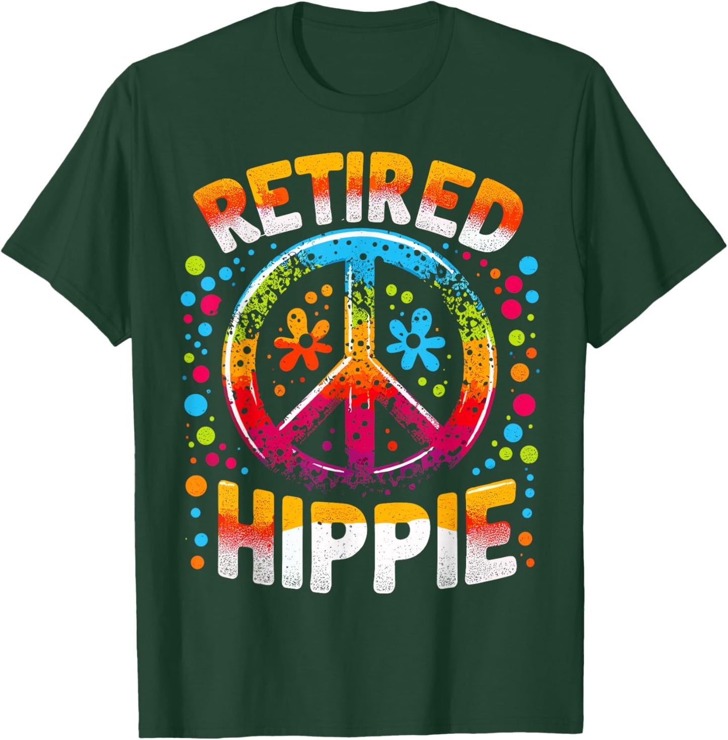 Peace Sign Retired Hippie T-Shirt - T-Shirt | Forest