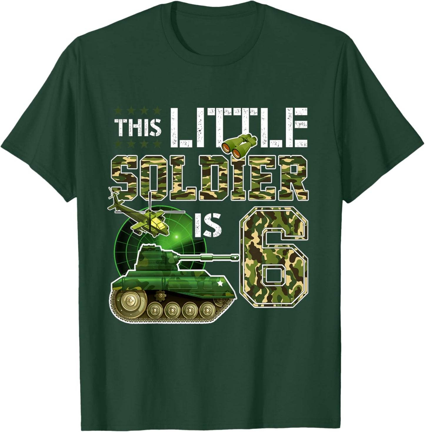 Kids Birthday Military Themed Camo This Little Soldier Is 6 Boys T-Shirt - T-Shirt | Forest