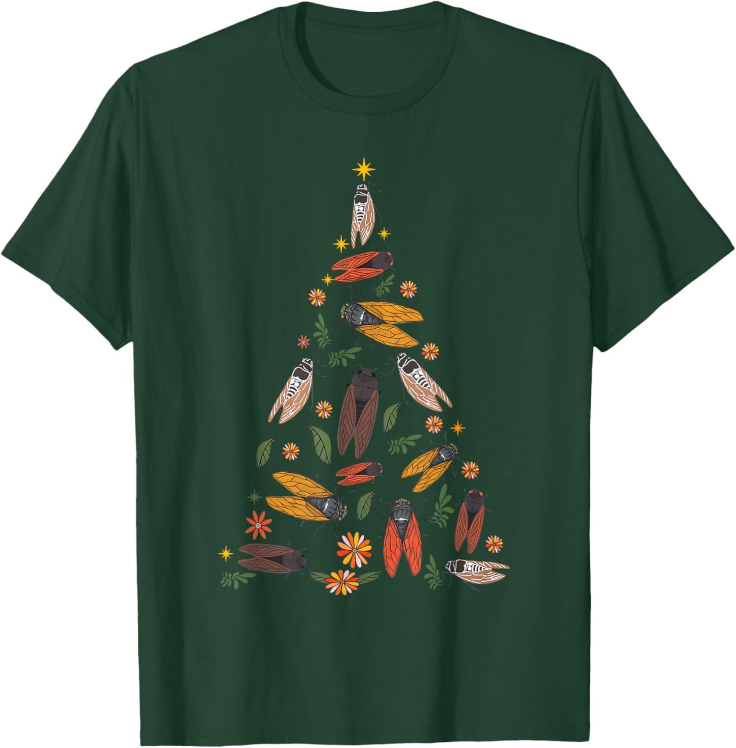 Cicada Christmas Tree Entomologist Bug Insect Nature Lover T-Shirt - T-Shirt | Forest