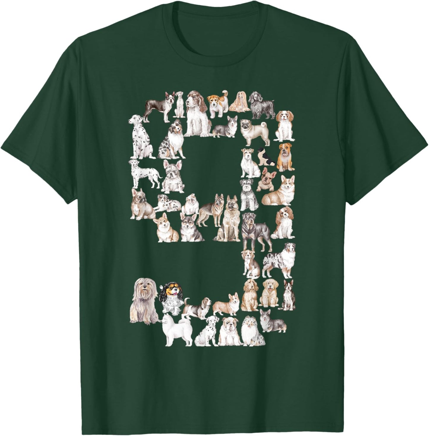 Fun 9th Birthday Boys Kids Girls Dog Lovers 9 Year Old T-Shirt - T-Shirt | Forest