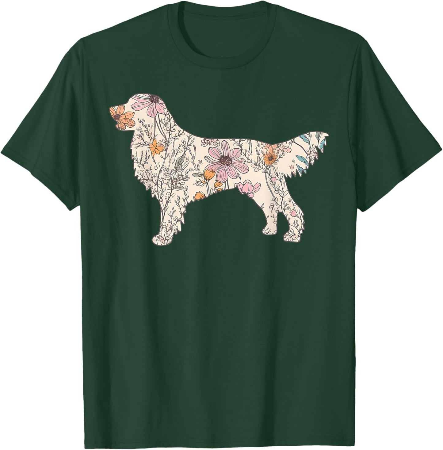 Floral Golden Retriever Wildflowers Dog Lover Golden Mom T-Shirt - T-Shirt | Forest