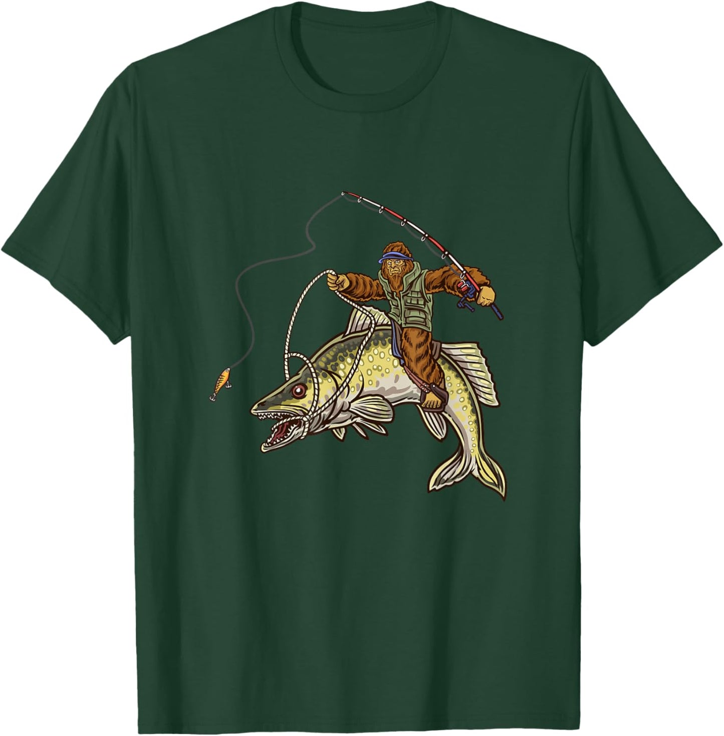 Walleye Fishing Sauger Hunting Bigfoot Fishermen T-Shirt - T-Shirt | Forest