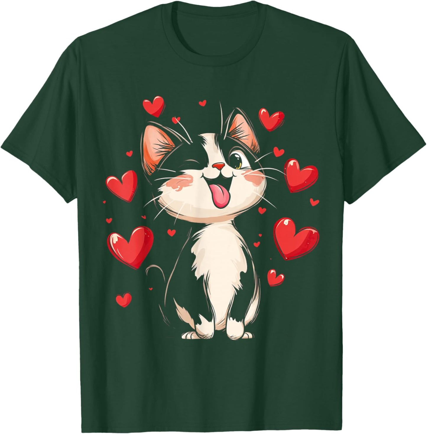 Valentines Day Design With A Cat On It T-Shirt - T-Shirt | Forest