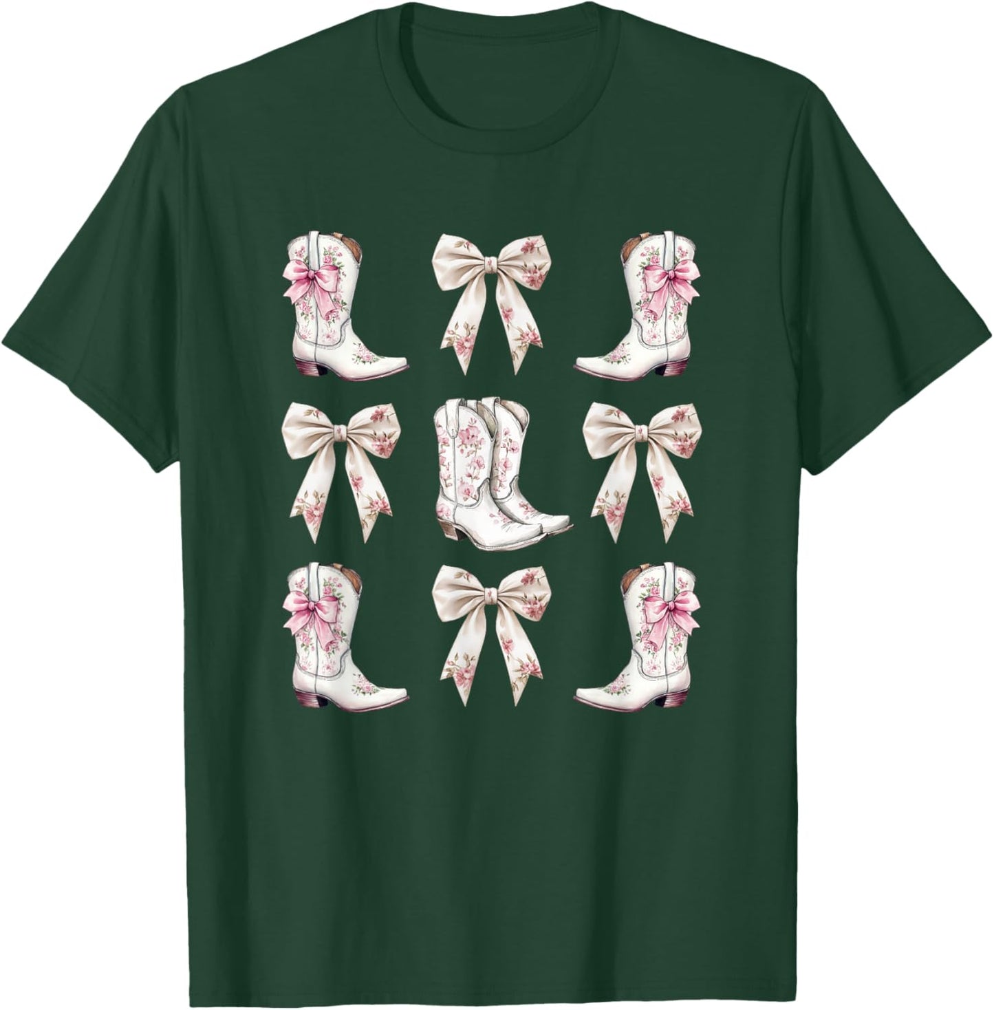Cowgirl Pink toile coquette bows T-Shirt - T-Shirt | Forest