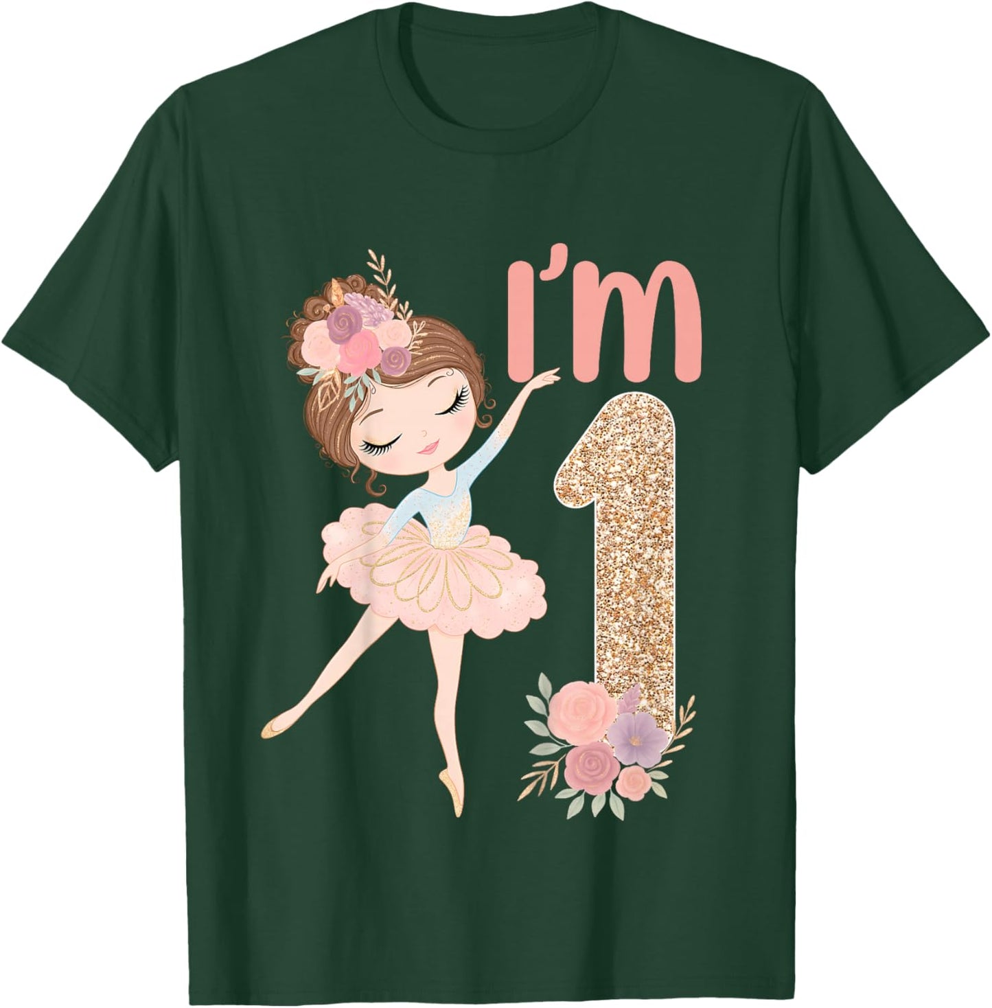 1st Birthday Ballerina Party Ballet Dancer Outfit Girls T-Shirt - T-Shirt | Forest