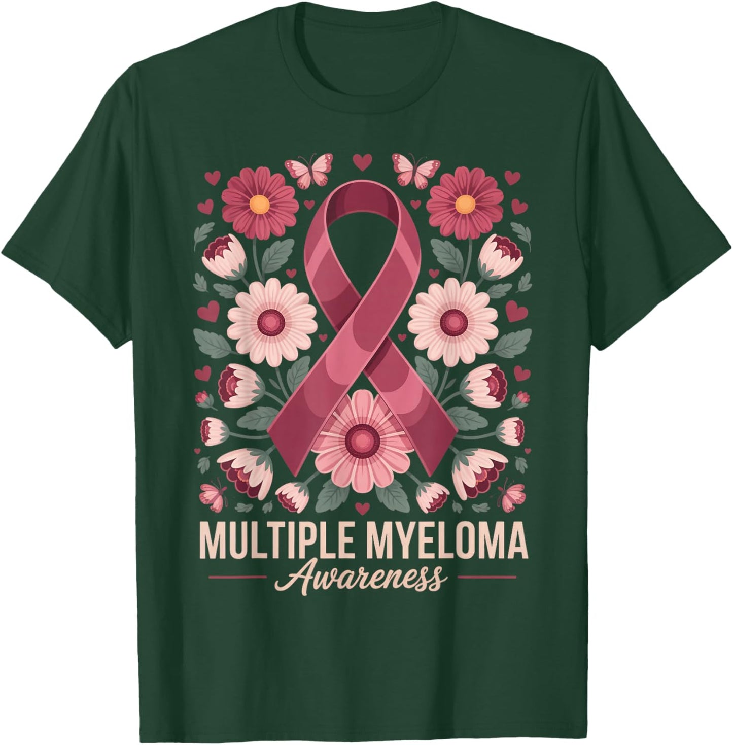 Flower Floral Myeloma Cancer Awareness Multiple Myeloma T-Shirt - T-Shirt | Forest
