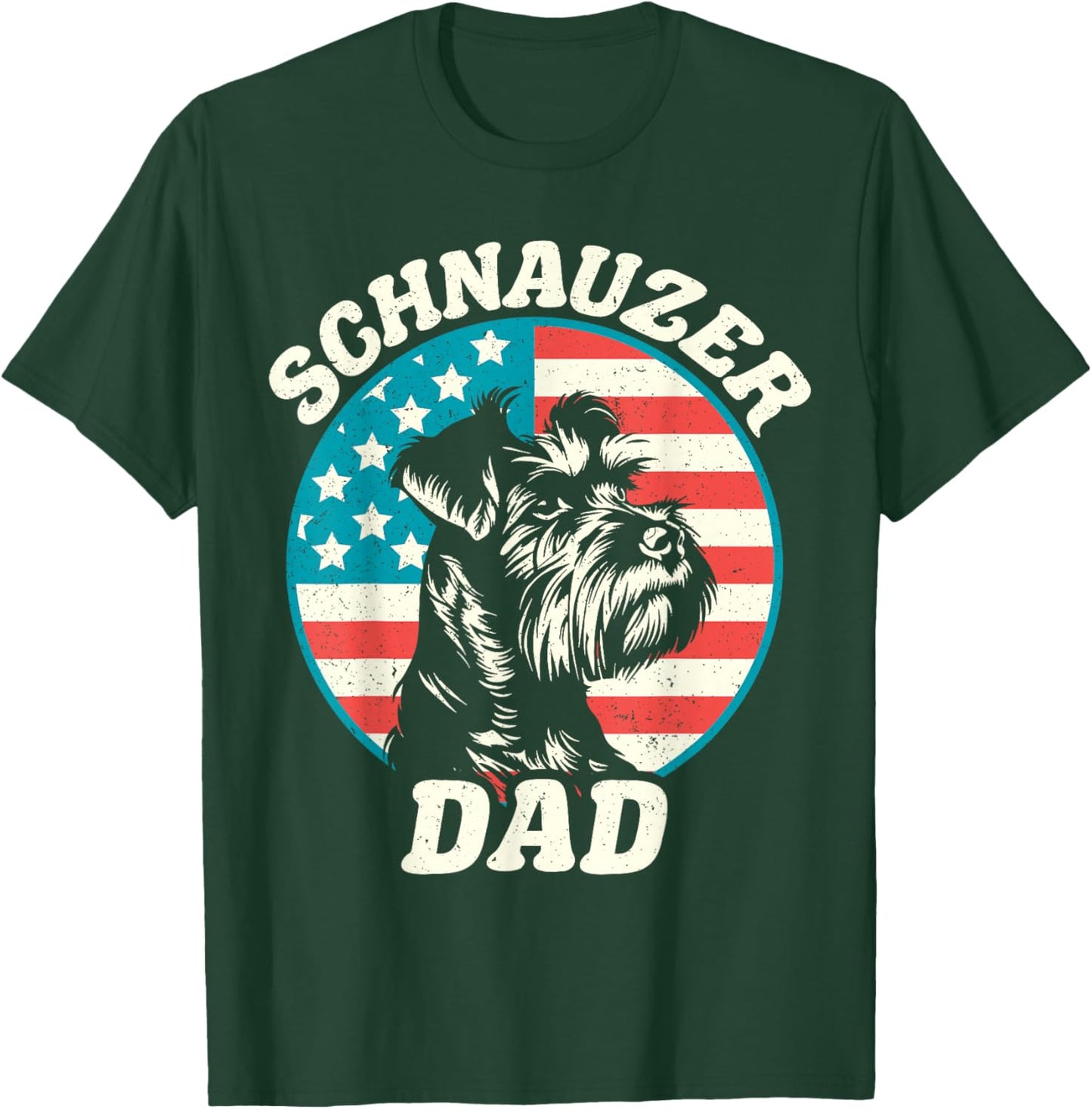 Schnauzer Dad Dog Patriotic Father Pet USA T-Shirt - T-Shirt | Forest