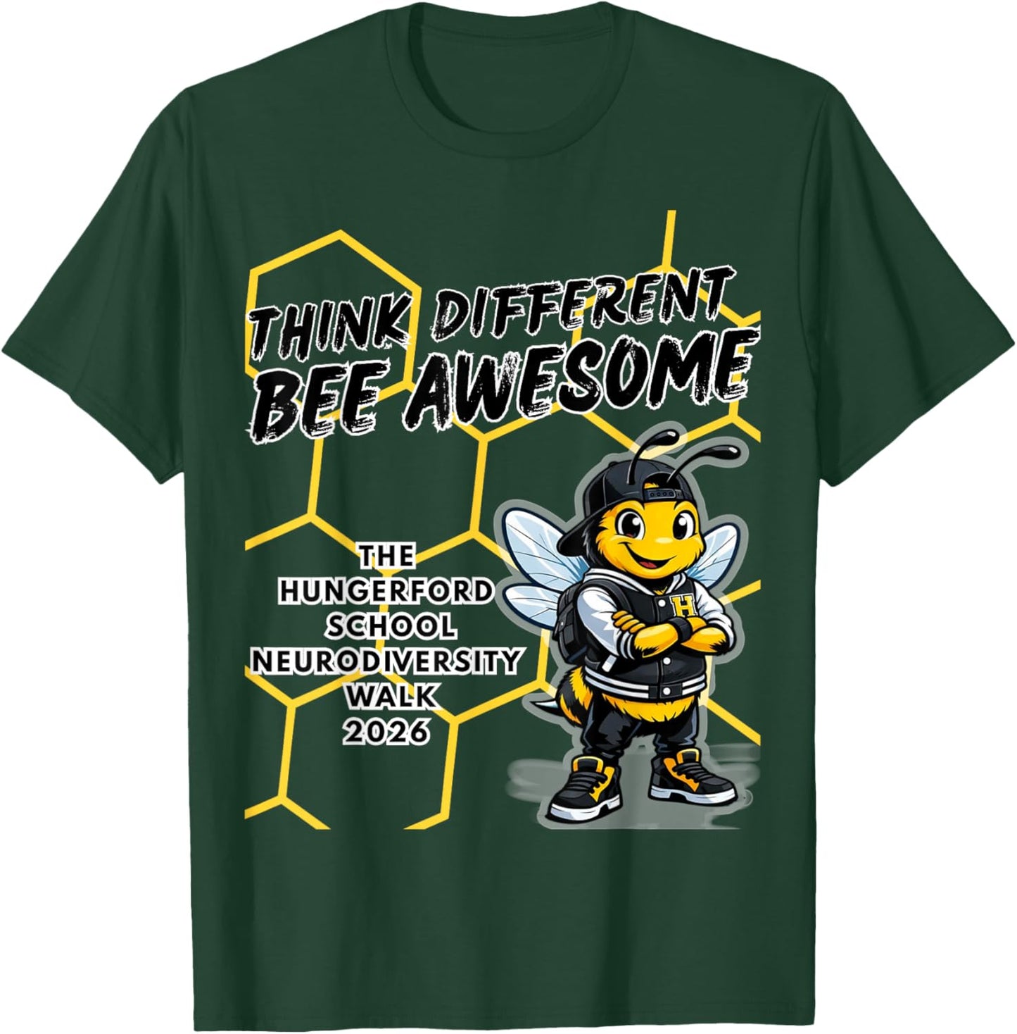 Bee Awesome The Hungerford School T-Shirt - T-Shirt | Forest