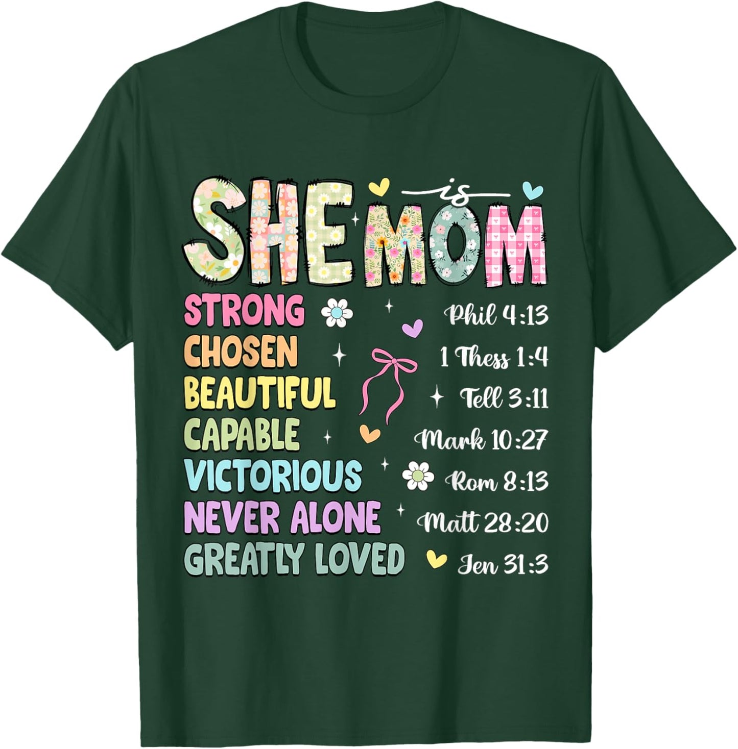 She Is Mom Christian Mother's Day Jesus Mama Religious Women T-Shirt - T-Shirt | Forest