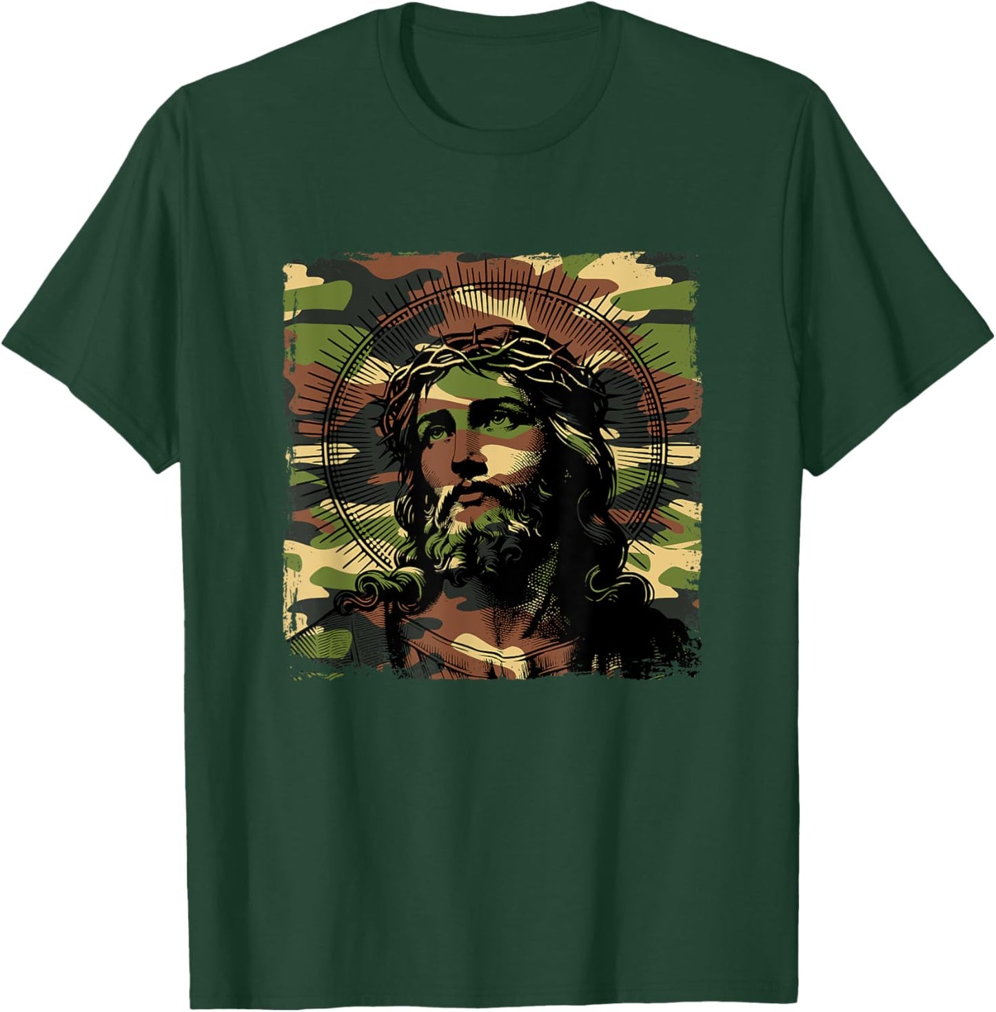 Jesus Camo Camouflage Christian Bible Faith Hunting Church T-Shirt - T-Shirt | Forest