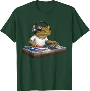 Puerto Rico Coqui Frog DJ Turntable Music PR Flag T-Shirt - T-Shirt | Forest