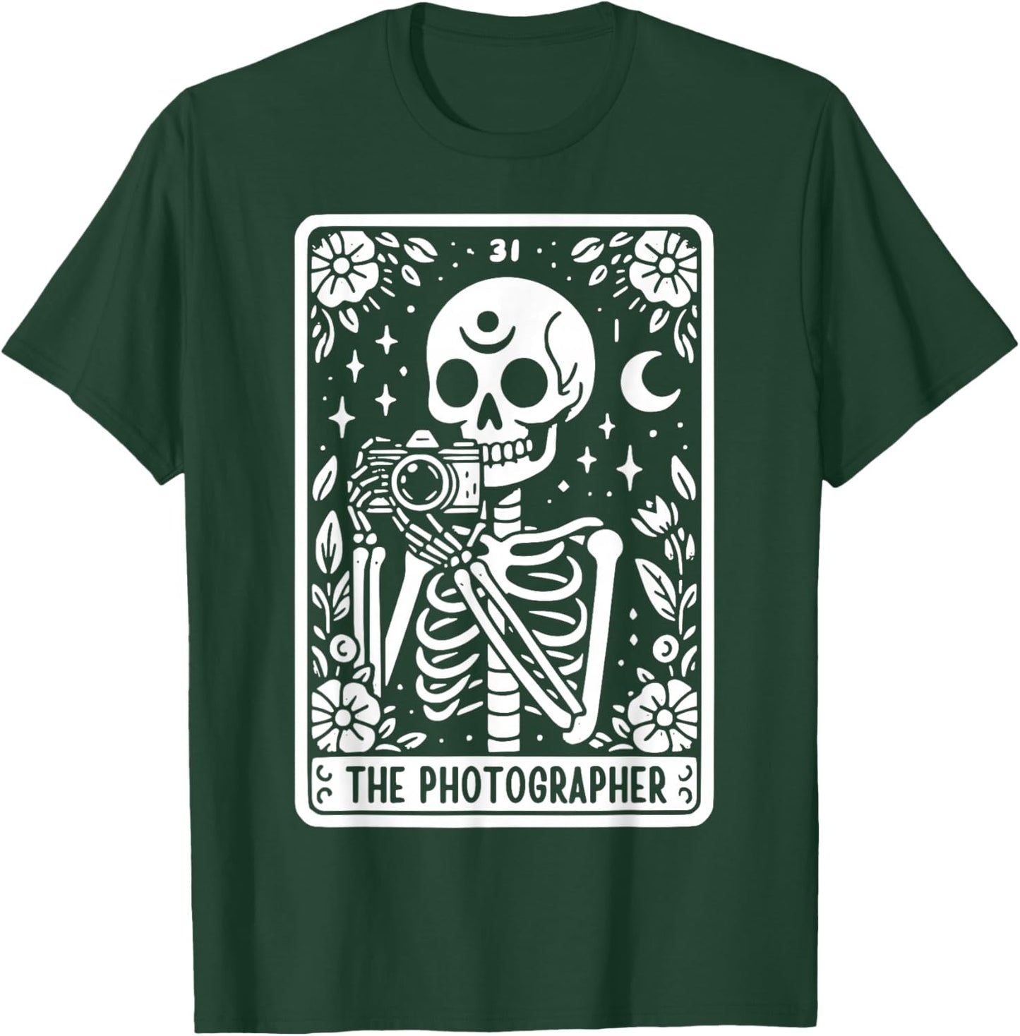 The Photographer Skeleton Tarot Card Photographer Cameraman T-Shirt - T-Shirt | Forest