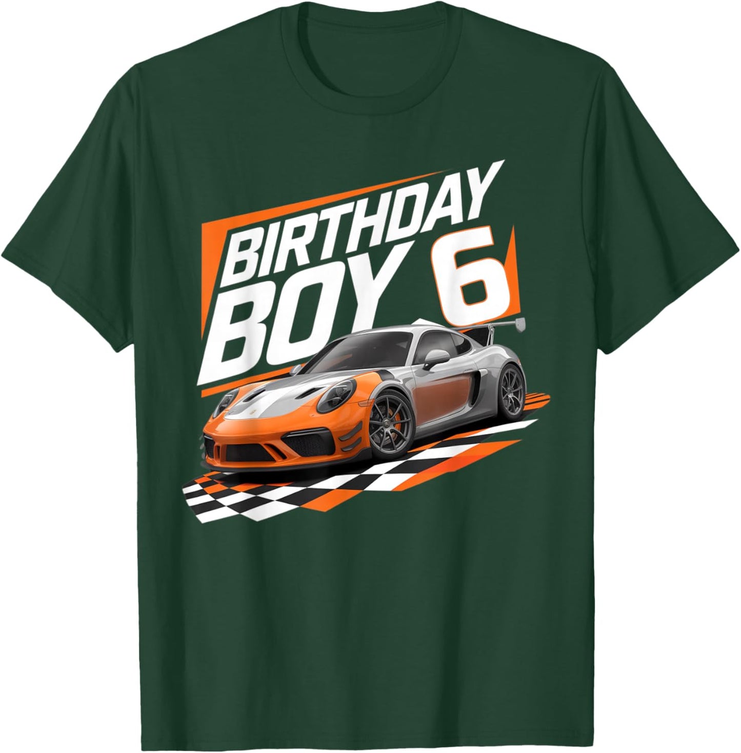 6th Birthday Race Car 6 Year Old Bday Racing Car Boys Kids T-Shirt - T-Shirt | Forest