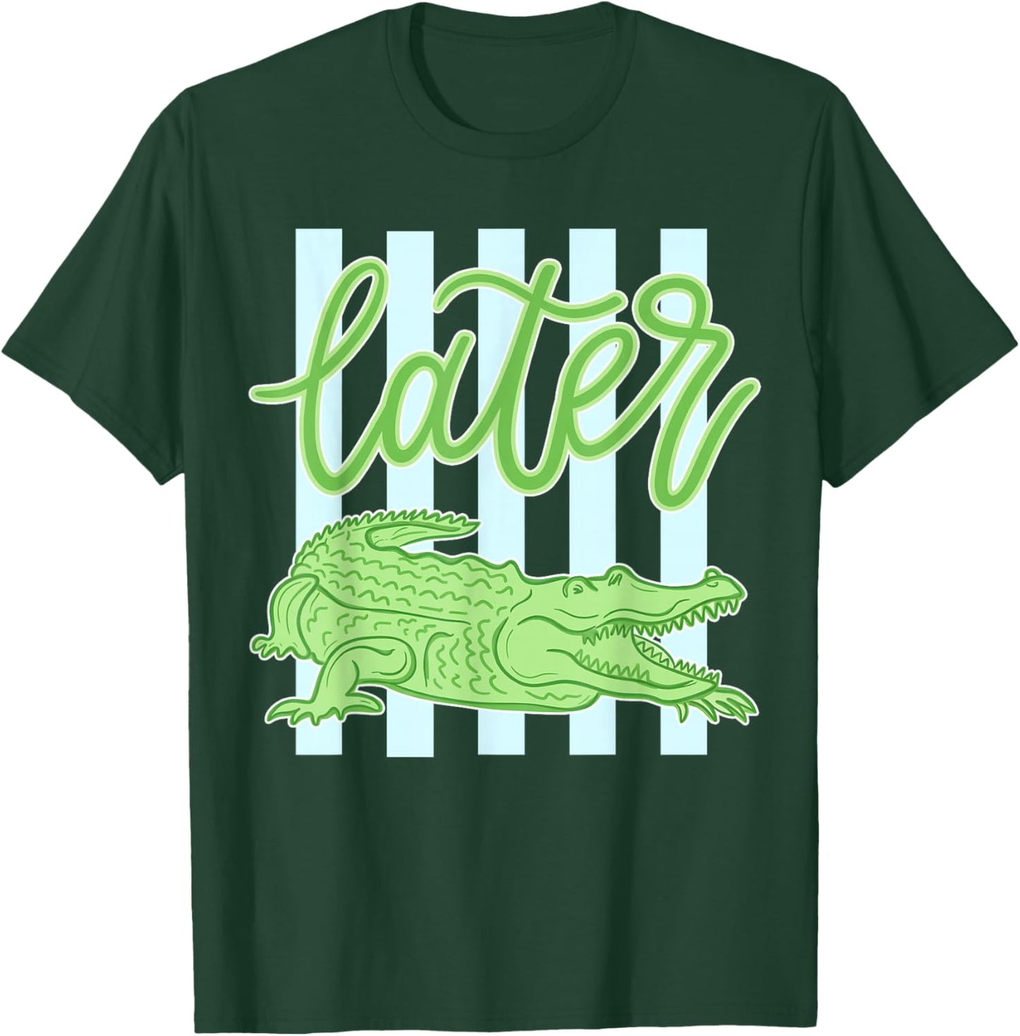 Funny Later After While Retro Gator Teacher Summer Alligator T-Shirt - T-Shirt | Forest