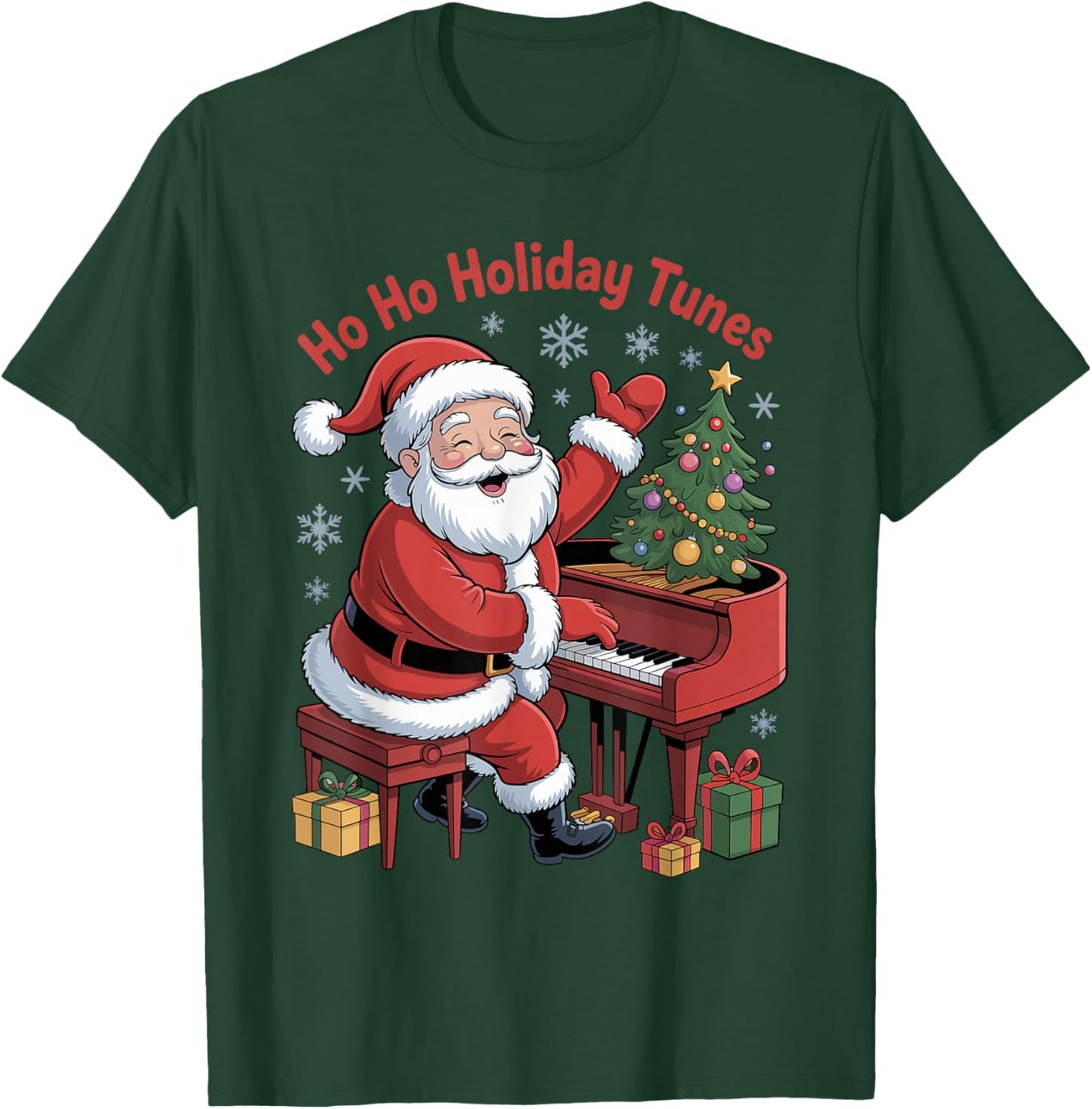 Funny Santa Playing Piano Holiday Chrismas Xmas Pajama T-Shirt - T-Shirt | Forest