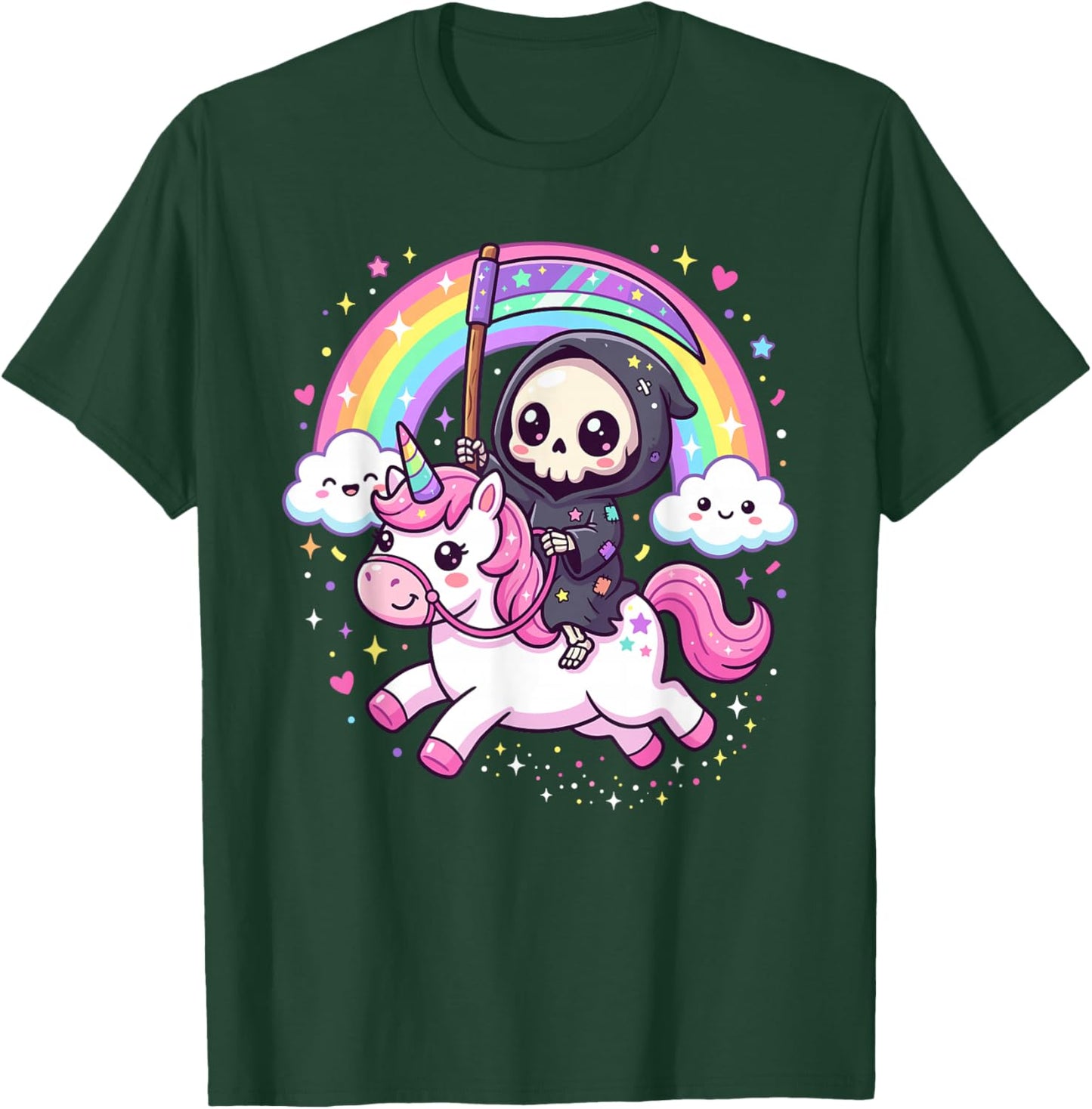 Creepy Cute Reaper Einhorn Gothic Kawaii Skelett Pastel Goth T-Shirt - T-Shirt | Forest