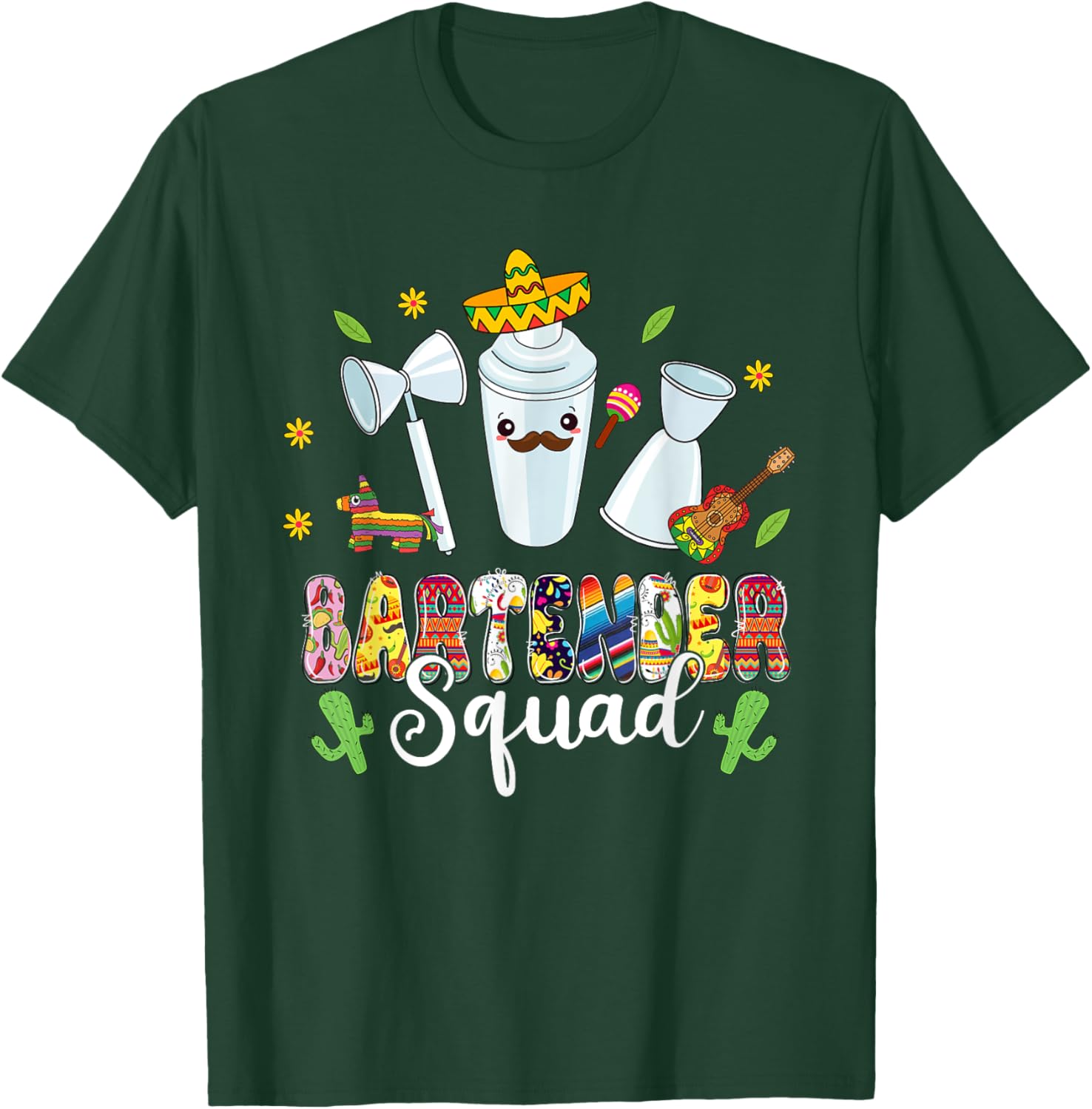 Bartender Squad Lets Fiesta Cinco De Mayo Mexican Bartender T-Shirt - T-Shirt | Forest