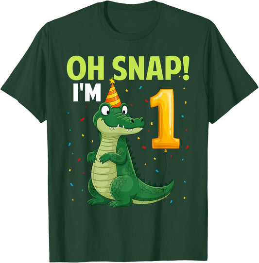 Cute 1 Year Old Alligator Birthday Oh Snap I'm Crocodile T-Shirt - T-Shirt | Forest