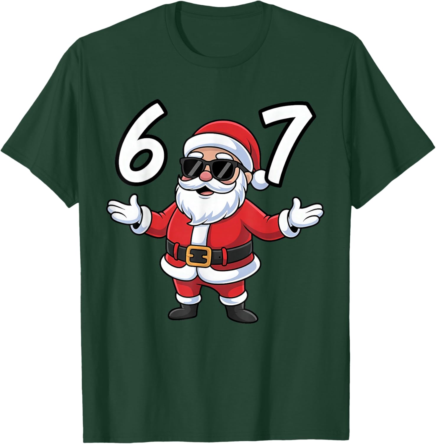 67 Meme Six Seven Number 6 7 Santa Xmas Christmas T-Shirt - T-Shirt | Forest