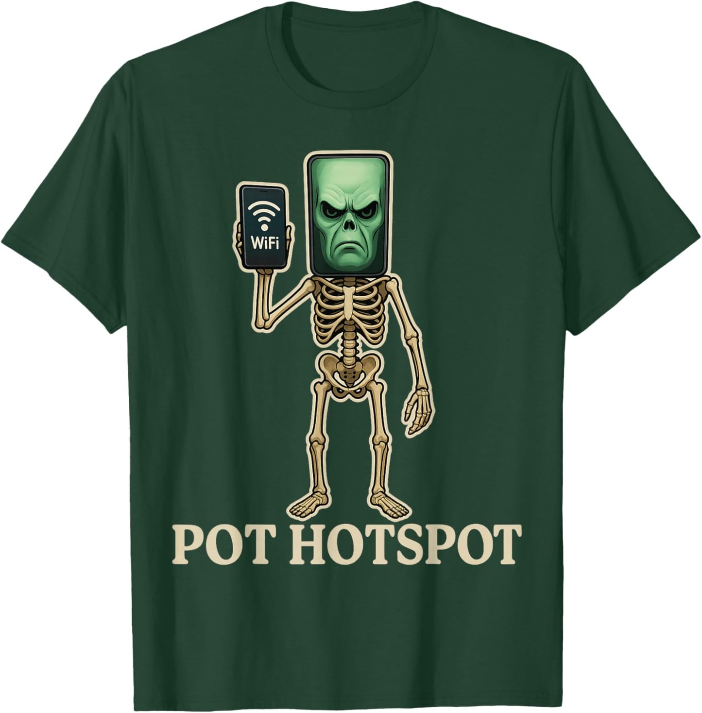 Pot Hotspot - Funny Halloween Brainrot Skeleton Kids Meme T-Shirt - T-Shirt | Forest