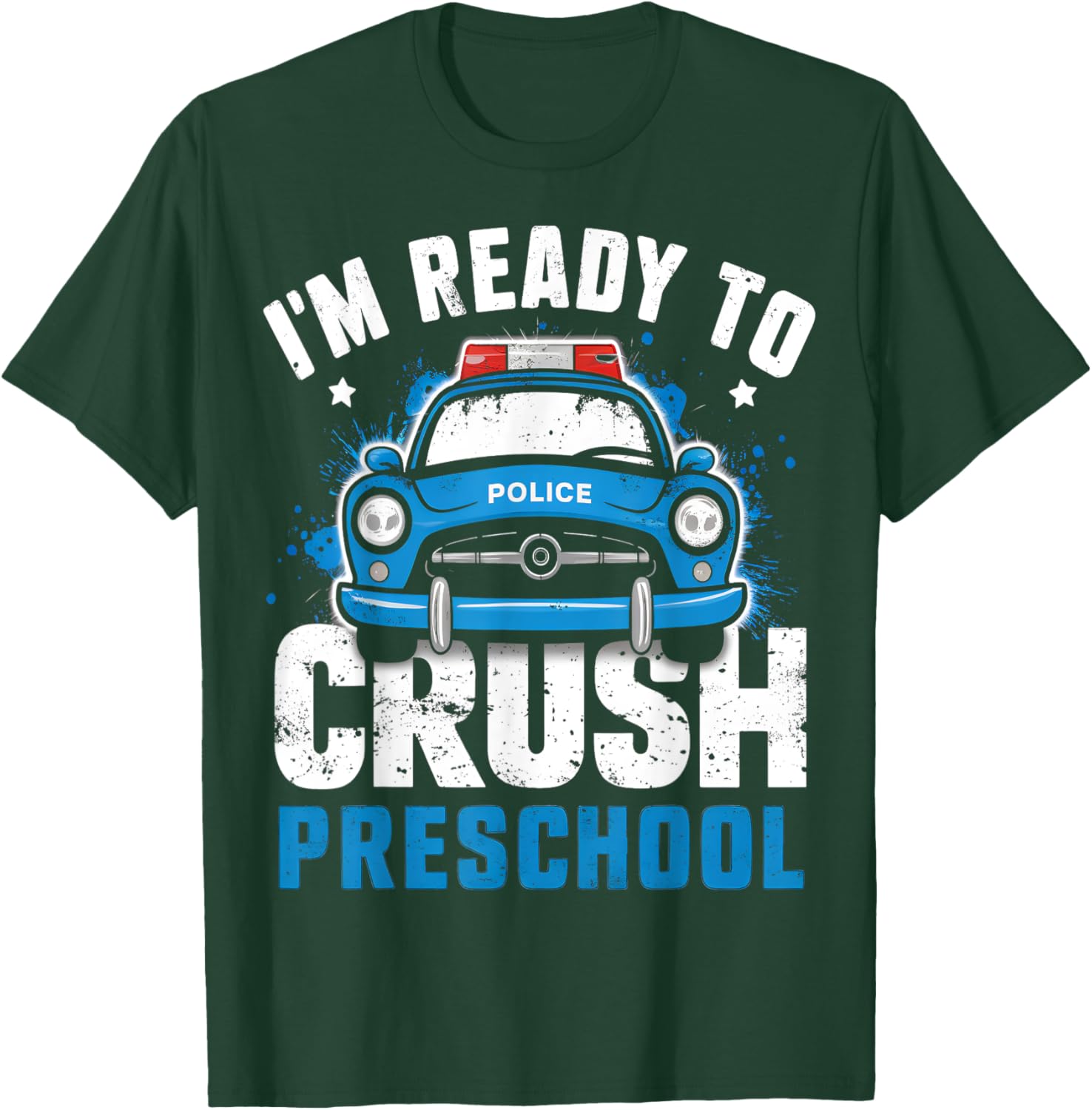Back To School First Day Of Preschool Police Car Boys T-Shirt - T-Shirt | Forest