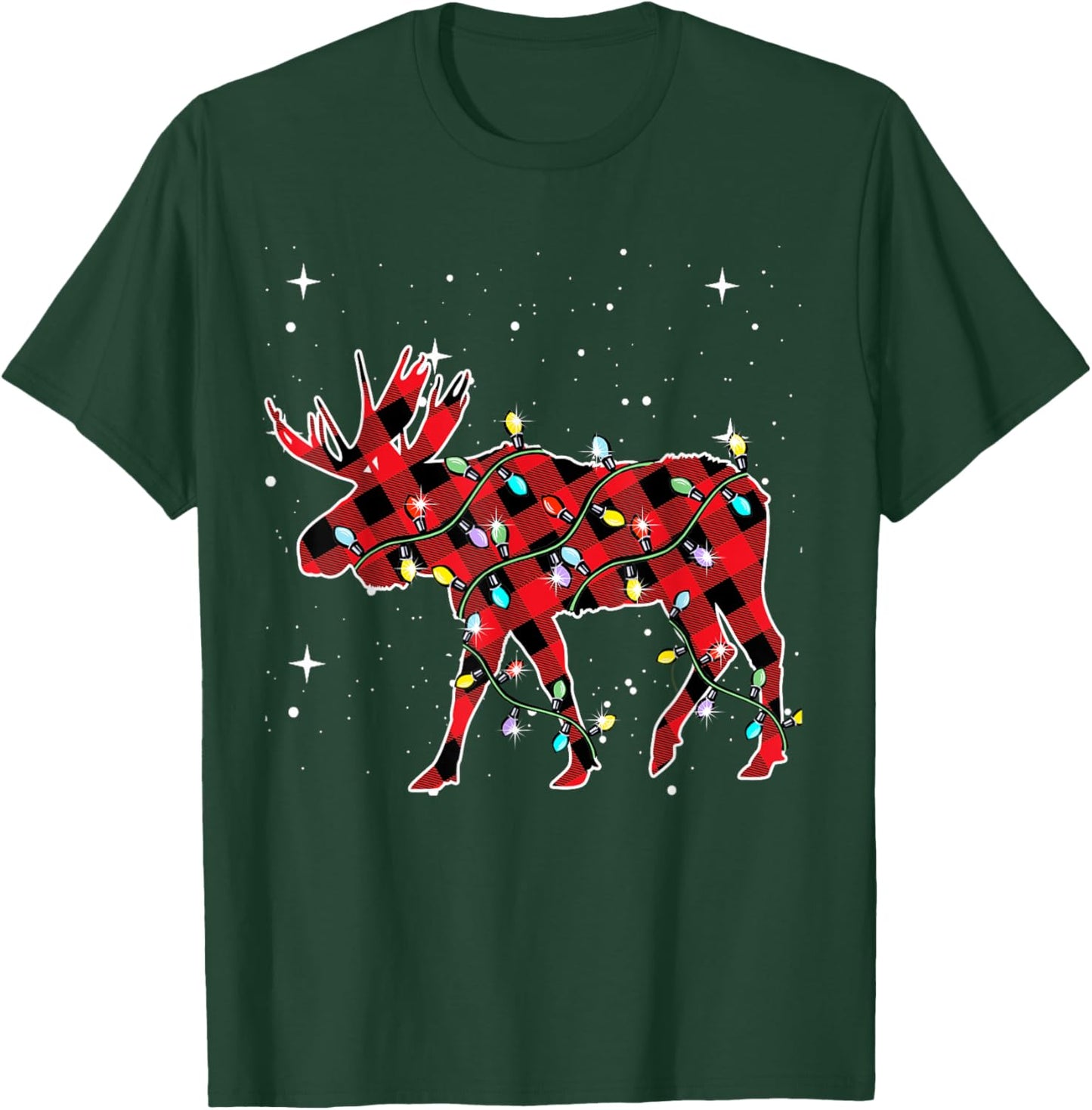 Pajamas Red& Black Plaid Flannel Christmas Moose Lovers T-Shirt - T-Shirt | Forest