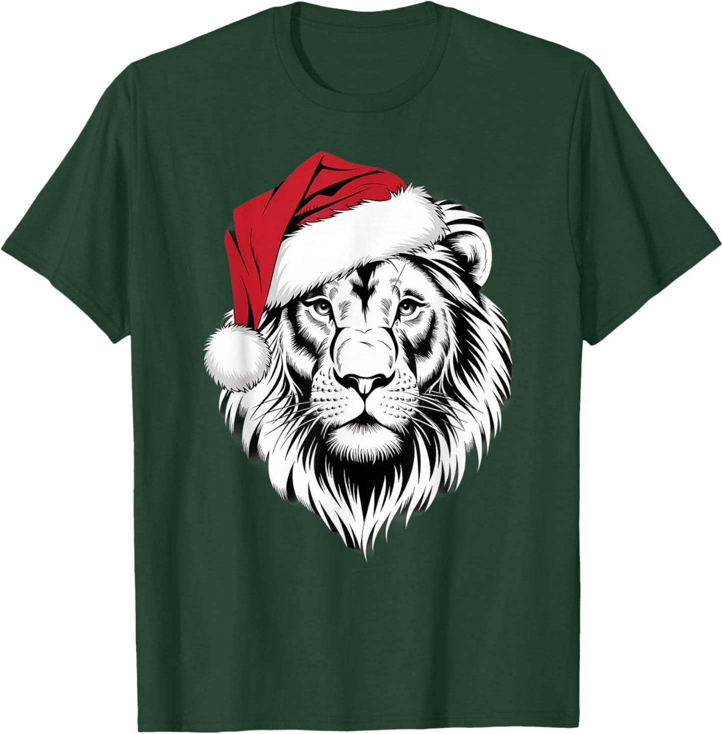 Joyful Lion Santa on Lion Christmas T-Shirt - T-Shirt | Forest