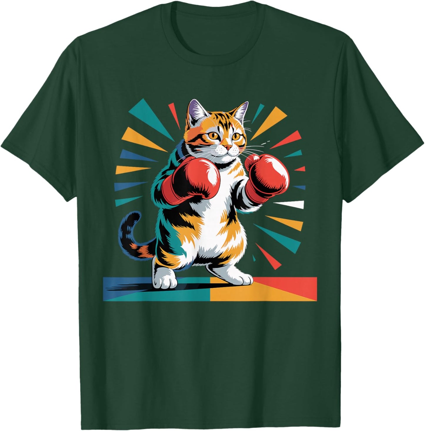 Colorful Funny Boxing Cat Kickboxing Boxer Training T-Shirt - T-Shirt | Forest