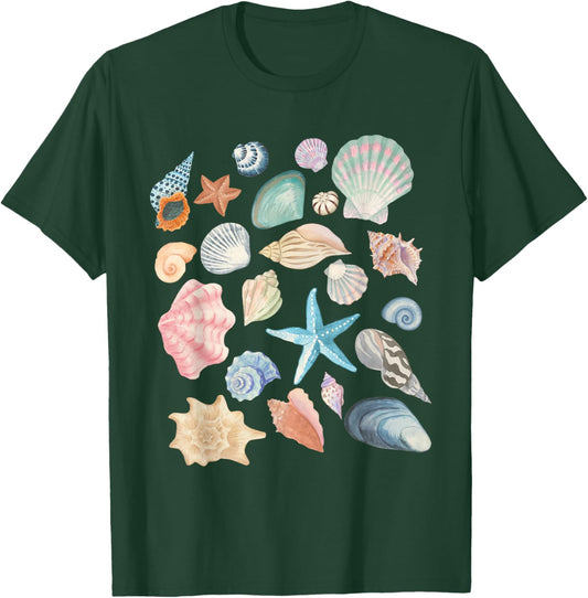 Beachy Seashell Coastal Grandma Starfish Ocean Cottagecore T-Shirt - T-Shirt | Forest