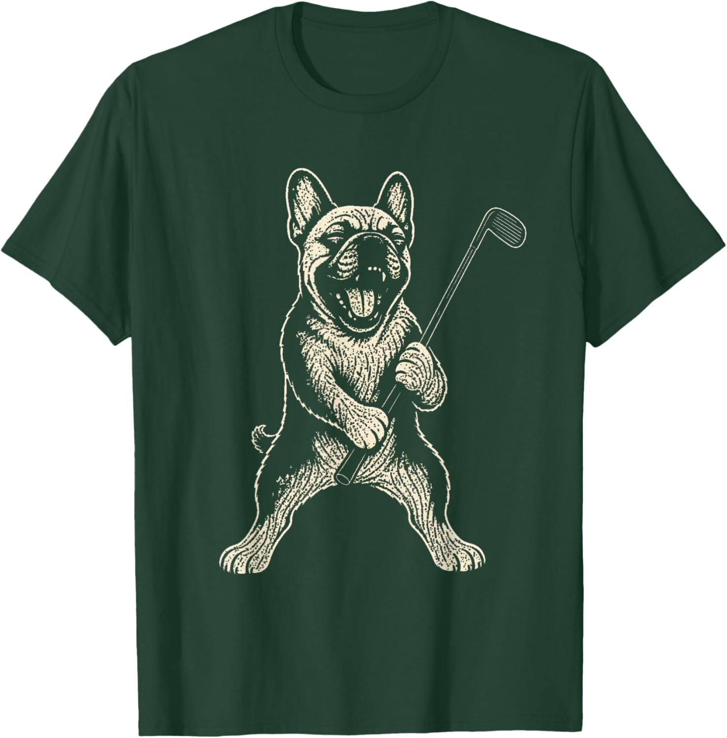 French Bulldog Golf Sports Vintage Dog Lover T-Shirt - T-Shirt | Forest