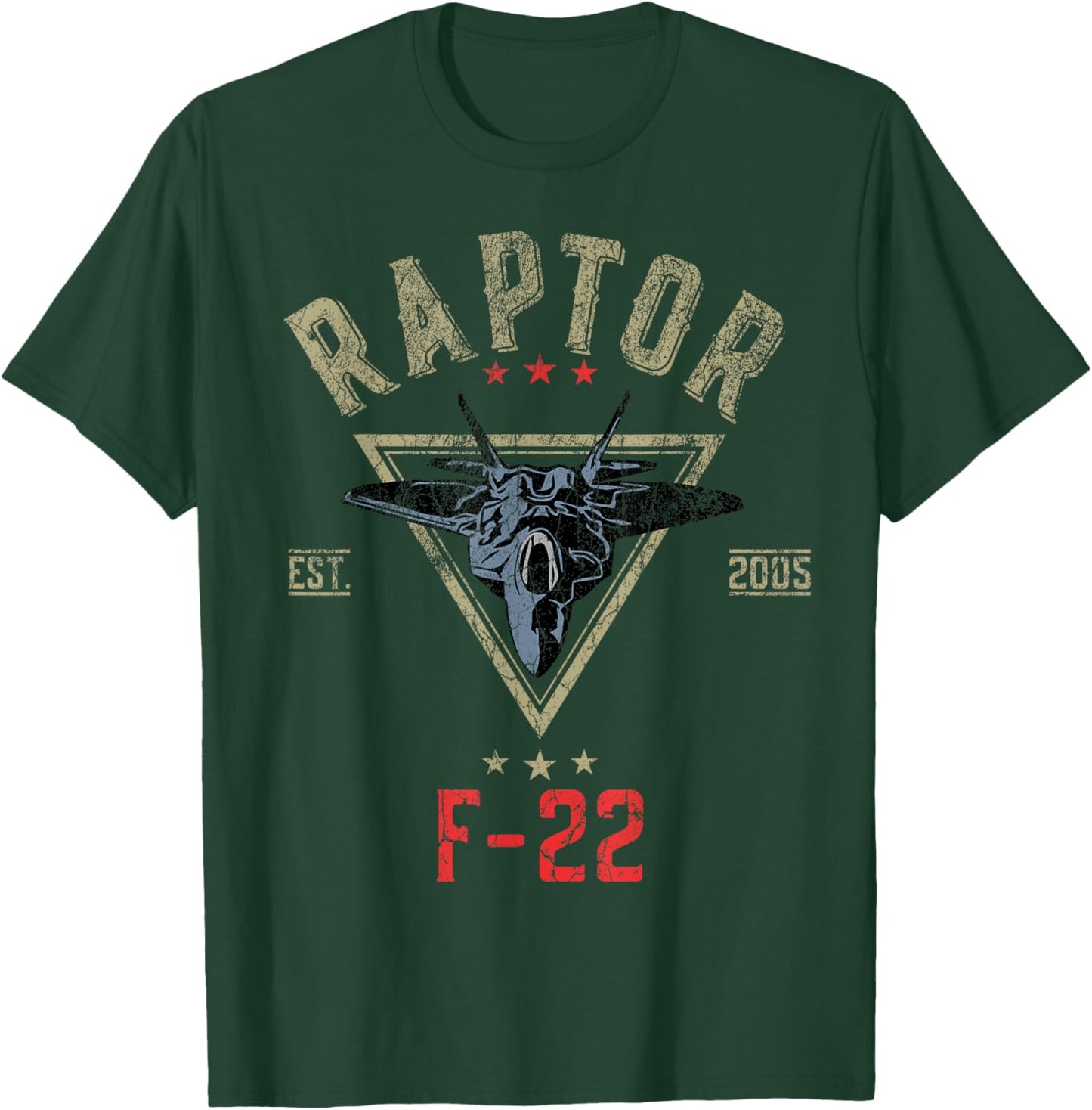 Vintage F-22 Raptor Fighter Jet | Aircraft Veteran T-Shirt - T-Shirt | Forest