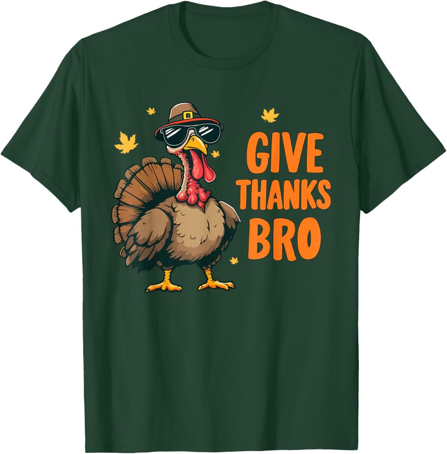 Give Thanks Bro Turkey Thanksgiving Boys Thankful Kids T-Shirt - T-Shirt | Forest