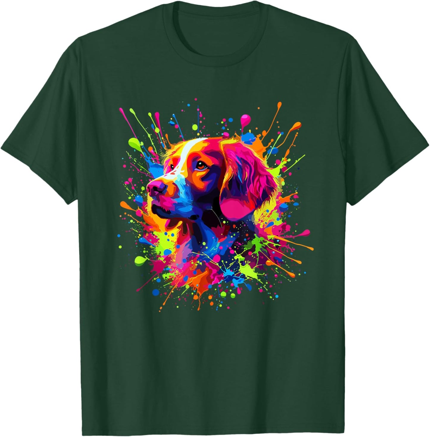 Splash Art Brittany Dog Brittany Spaniel T-Shirt - T-Shirt | Forest