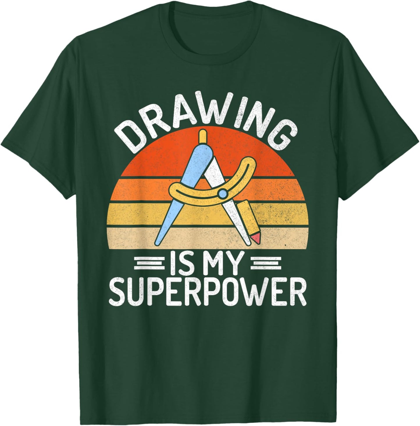 Drawing is my Superpower Draftsman T-Shirt - T-Shirt | Forest
