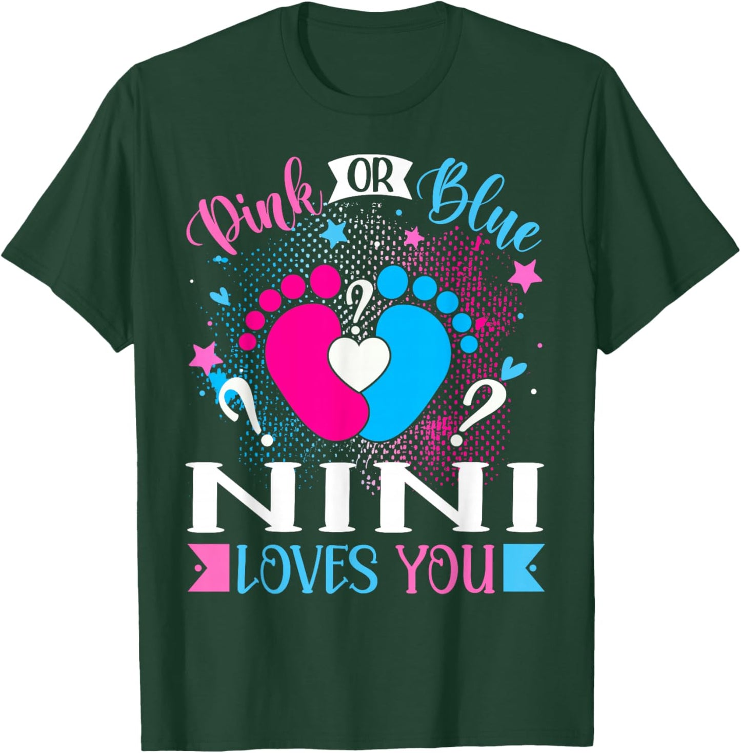 Pink or Blue Nini Loves You Baby Gender Reveal T-Shirt - T-Shirt | Forest