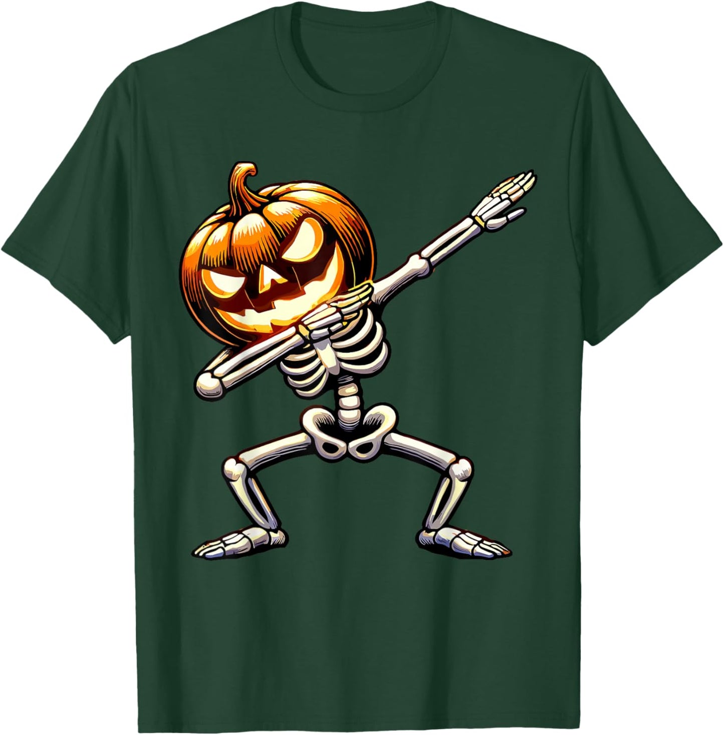 Halloween Boys Dabbing Skeleton Scary Pumpkin T-Shirt - T-Shirt | Forest