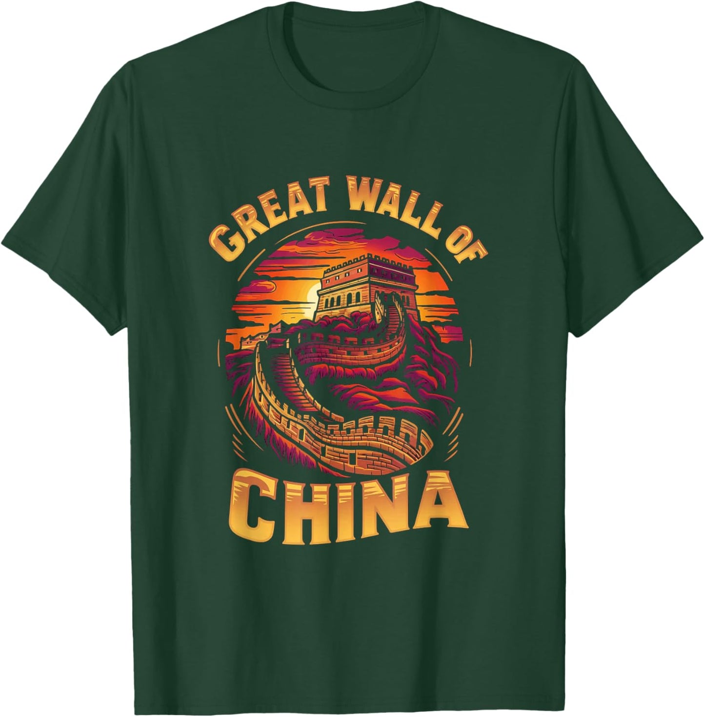 Great Wall of China Historic Landmark Sunset T-Shirt - T-Shirt | Forest