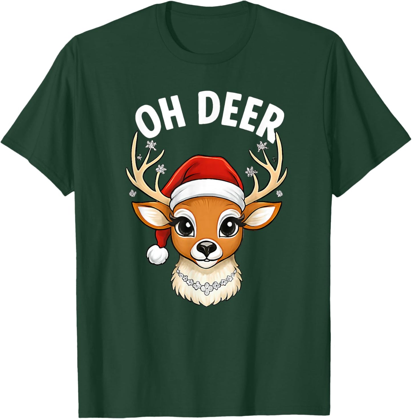 Funny Oh Deer Reindeer Cute Christmas Pun Winter Holiday T-Shirt - T-Shirt | Forest
