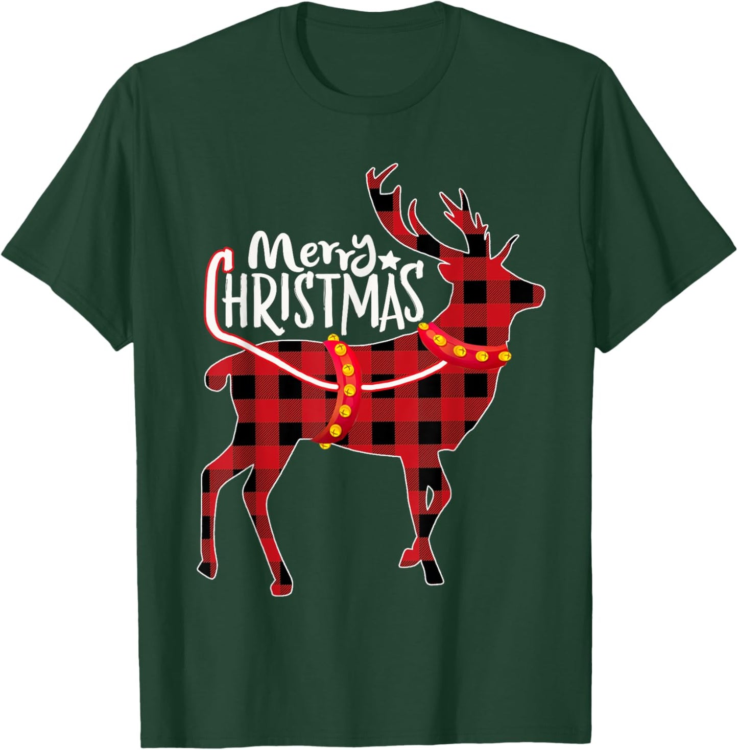 Pajamas Red& Black Plaid Flannel Christmas Reindeer Lovers T-Shirt - T-Shirt | Forest