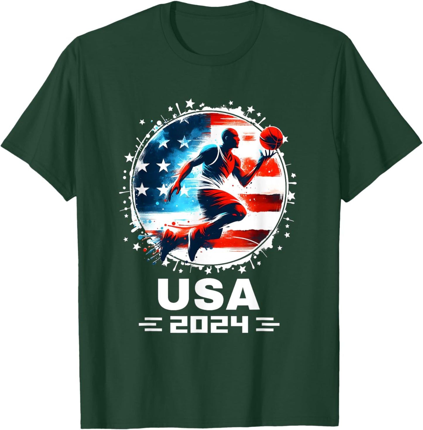 USA Team 2024 Basketball Shirt 2024 Basketball Apparel 2024 T-Shirt - T-Shirt | Forest