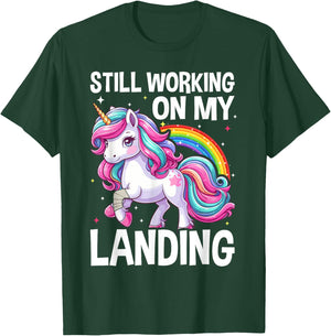 Still Working On My Landing Injury Broken Arm Cute Unicorn T-Shirt - T-Shirt | Forest
