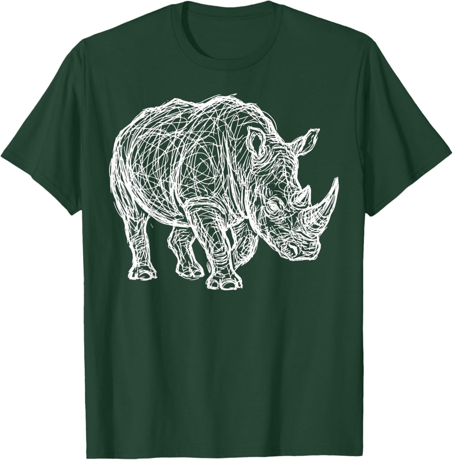 Rhinoceros Line Art Rhino T-Shirt - T-Shirt | Forest