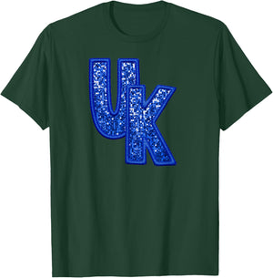 UK Blue Faux Embroidery & Sequins T-Shirt - T-Shirt | Forest