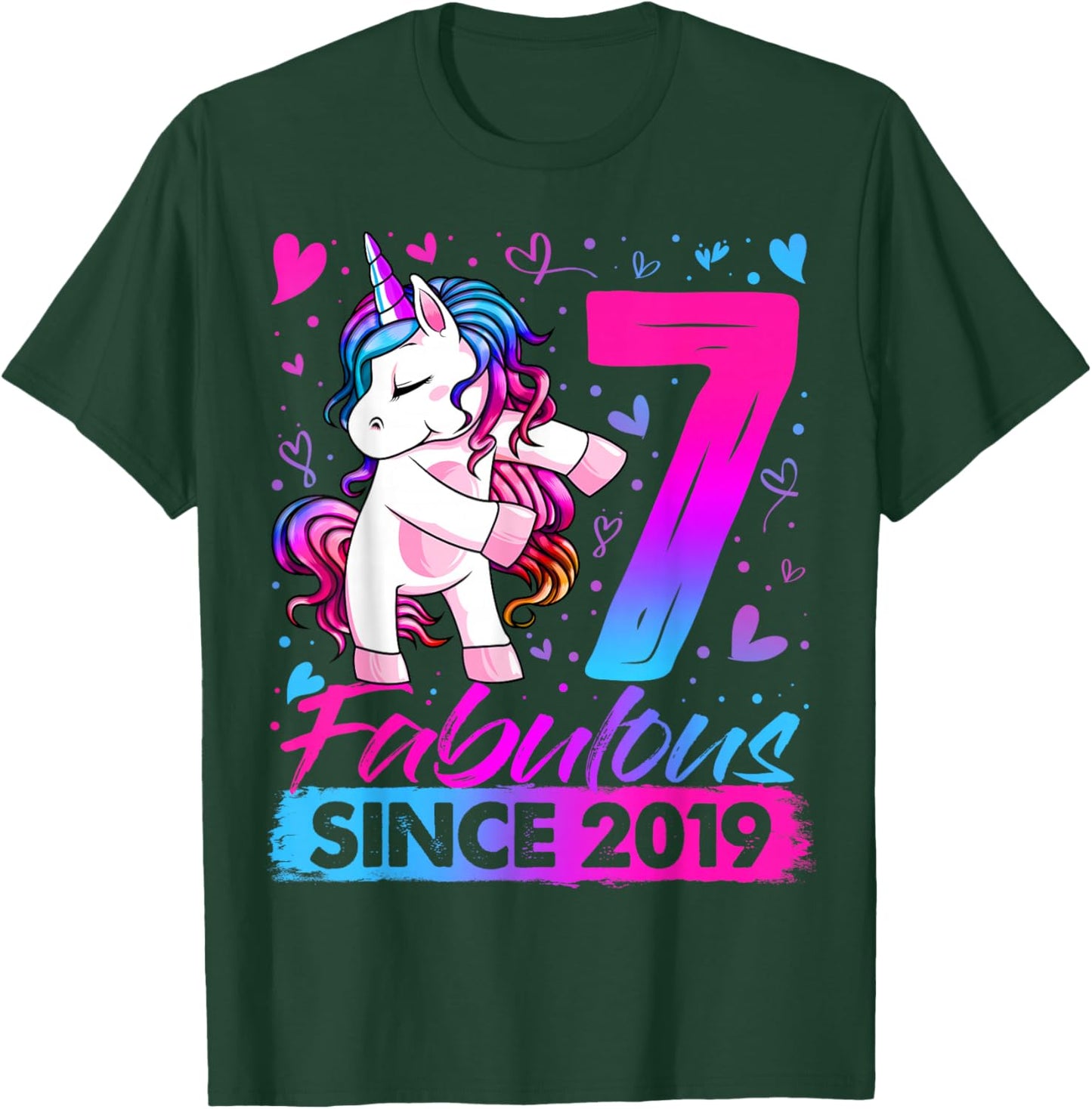 7th Birthday Shirt Girl 7 Year Old Gifts 7 Birthday Girl T-Shirt - T-Shirt | Forest