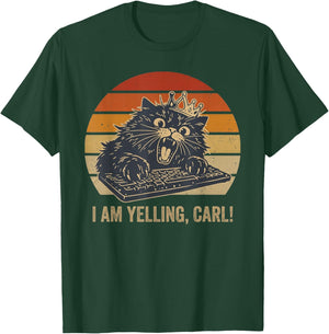 I Am Yelling Carl Funny Cat Keyboard Retro Vintage Cute T-Shirt - T-Shirt | Forest