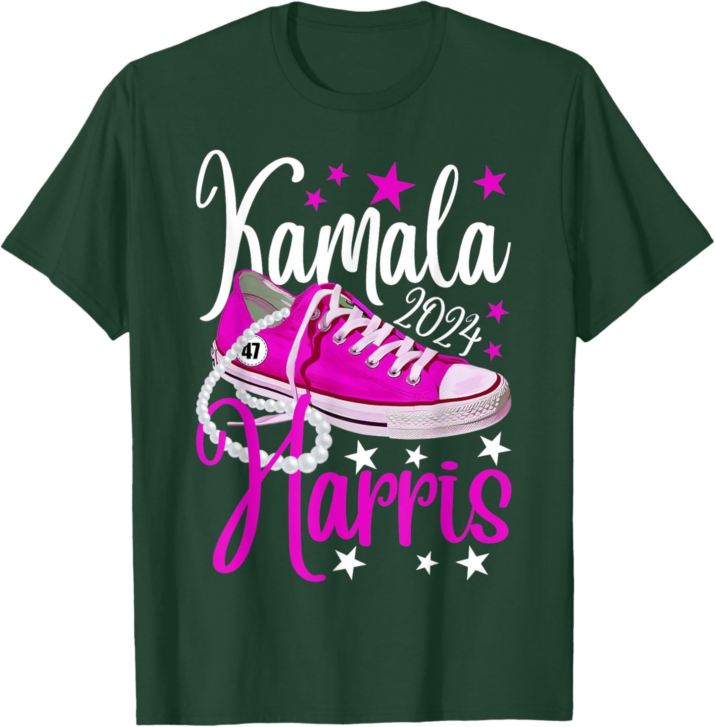 Kamala Harris 2024 For USA President 47th Chucks And Pearls T-Shirt - T-Shirt | Forest