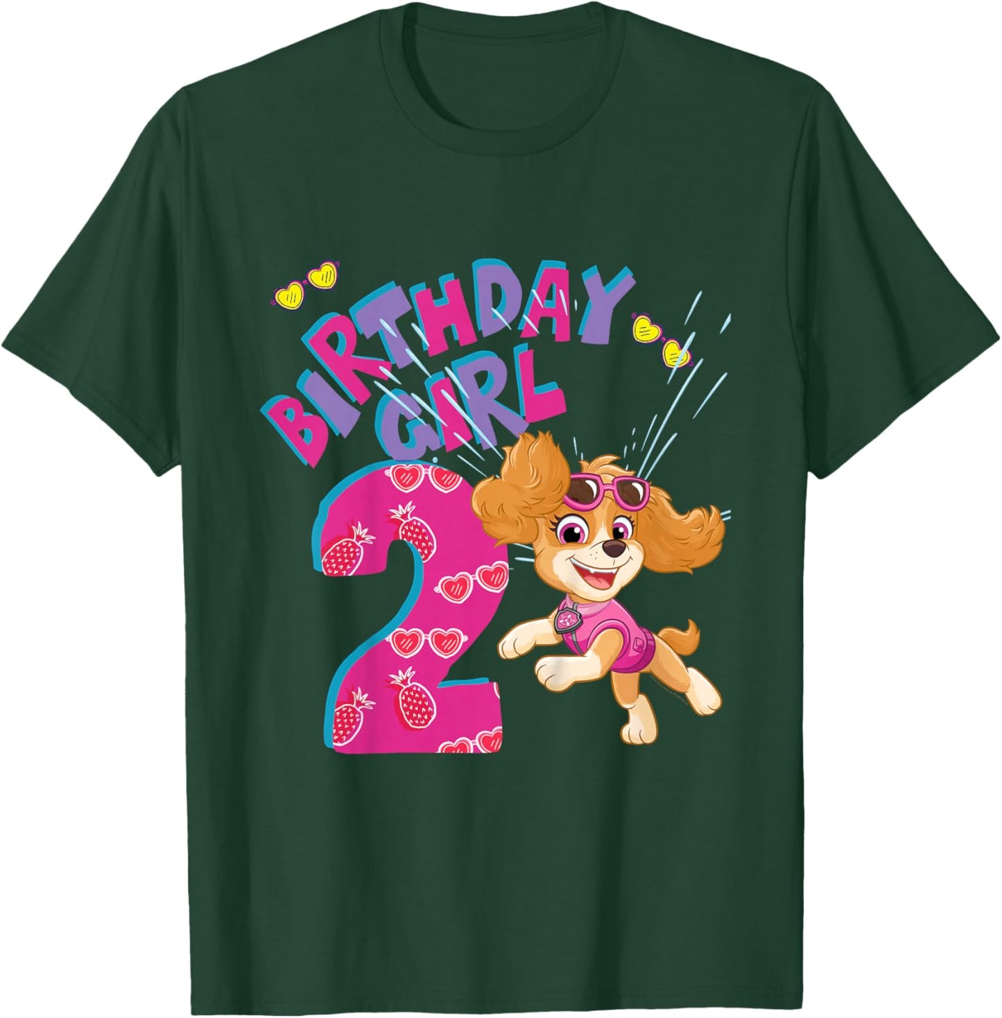 Official Paw Patrol Skye Jumping Birthday Girl Age 2 T-Shirt - T-Shirt | Forest