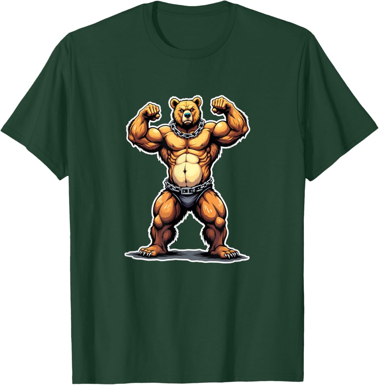 I Love Muscle Bear Funny Gay Daddy Leather Pride Vintage T-Shirt - T-Shirt | Forest