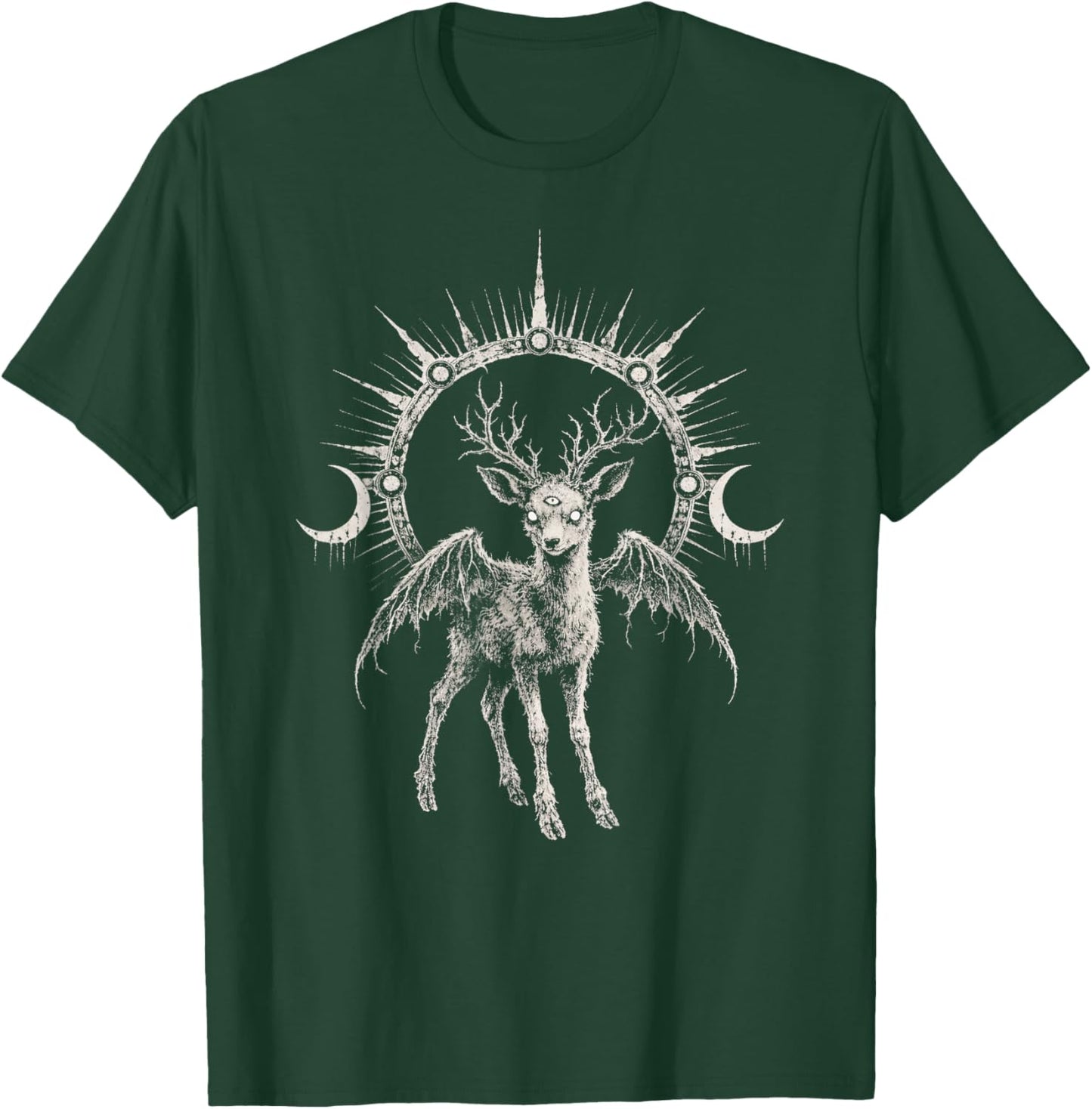 Deer Fawn Third Seeing Eye Esoteric Alt Wings Goth Aesthetic T-Shirt - T-Shirt | Forest